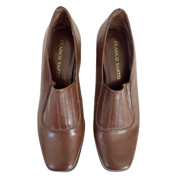 Franco Sarto Women's Sz 9.5 Brown Randy Block Heel Slip-on Booties - Picture 2 of 12